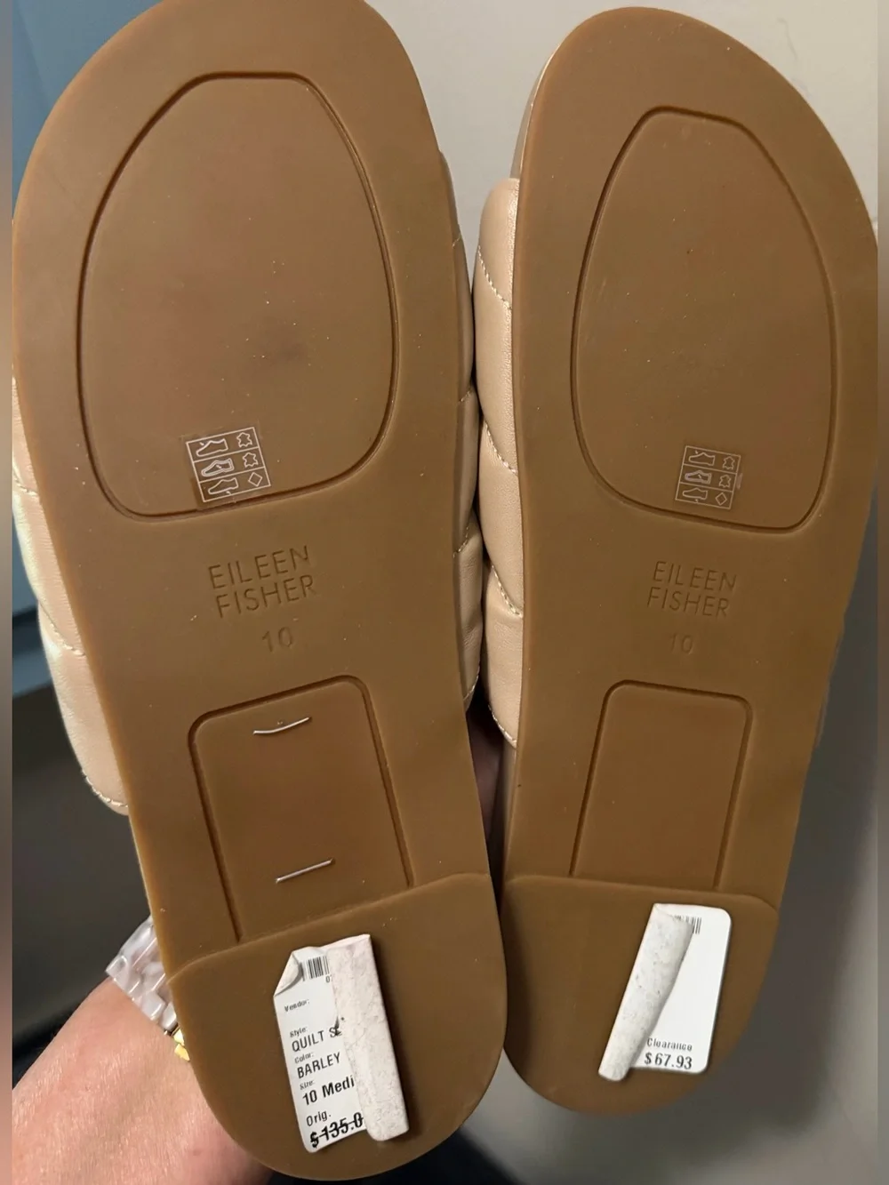 Eileen Fisher Haze Quilted Slide Sandals Sz 10 NWT